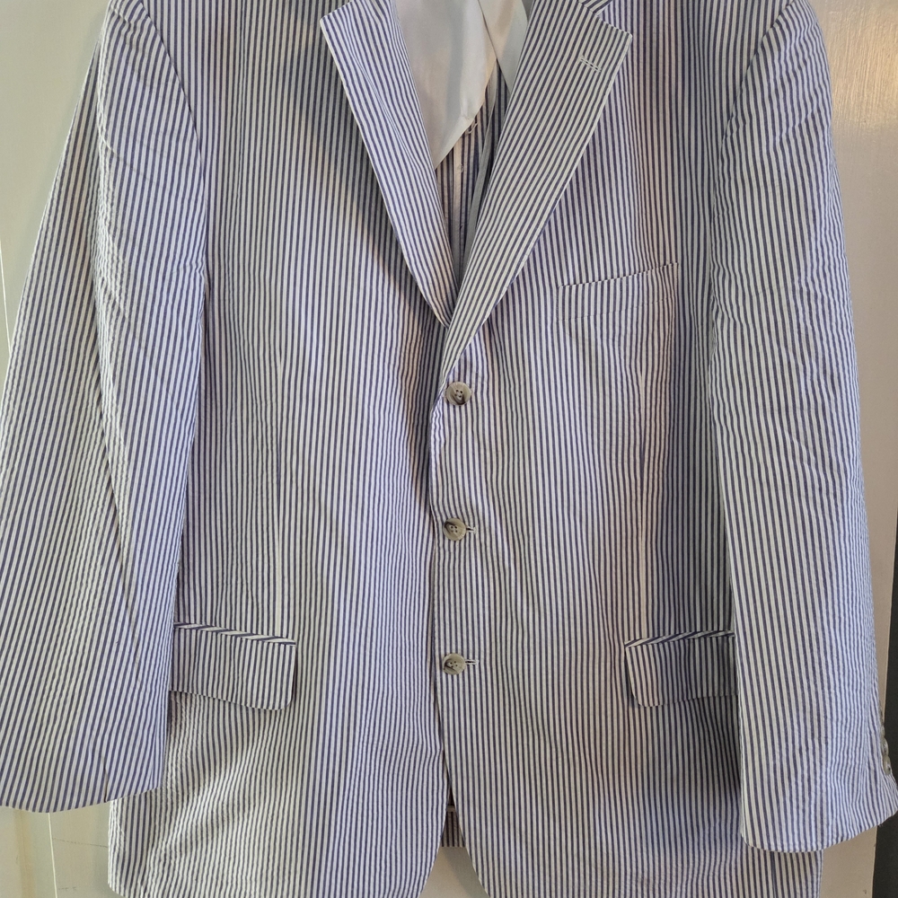 Men's Ibiza Striped Navy Seersucker Blazer